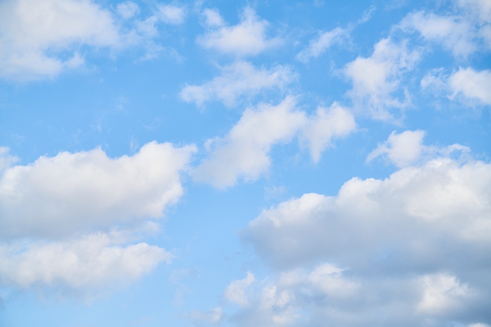 Scattered white clouds against a blue sky indicate the climate's variability.