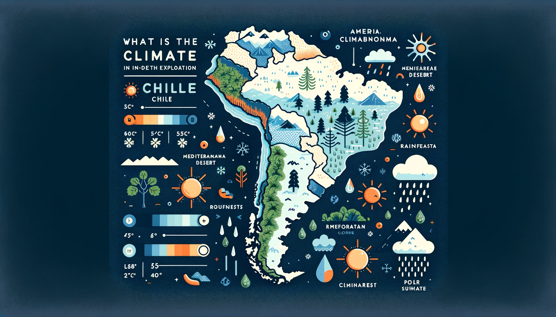 DALL·E 2024 02 10 18.49.04 Create a visual representation of the concept What Is The Climate In Chile An In depth Exploration focusing on the diverse climates across the coun What Is The Climate In Chile: An In-depth Exploration